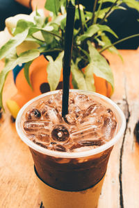 Close-up of coffee on table