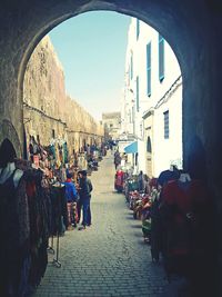 Narrow alley along buildings