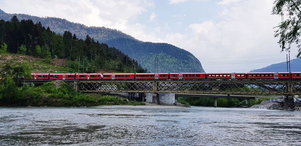 Bridge over river against sky