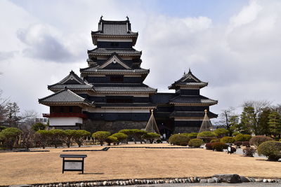 Low angle view of pagoda against sky