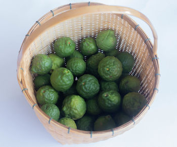 High angle view of fruits in basket