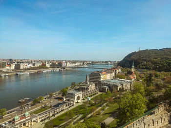 Panoraic view from buda castle with the elisabeth bridge.