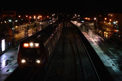 Railroad track at night