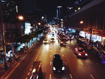 Traffic on road at night