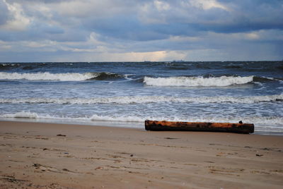 Scenic view of beach against sky