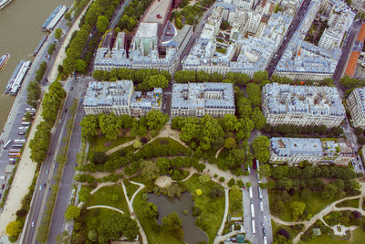 High angle view of text on road in city