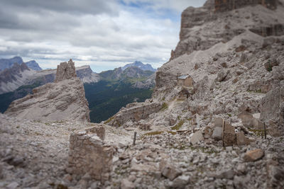 Scenic view of rocky mountains against sky