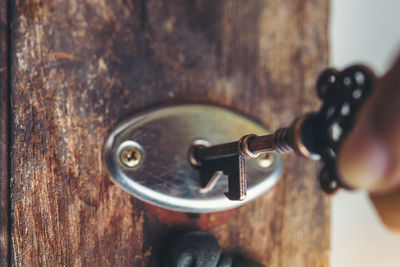 Close-up of rusty door handle