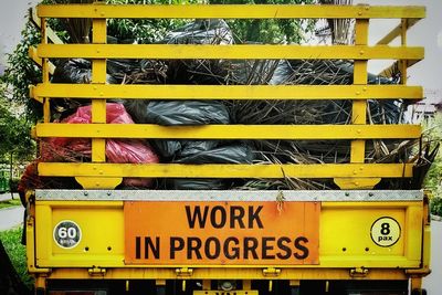 Close-up of yellow stack