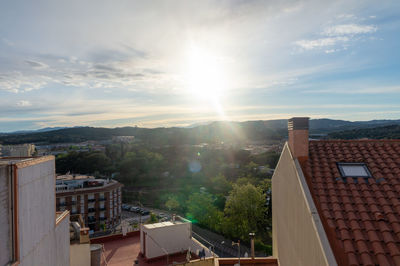 High angle view of townscape against sky