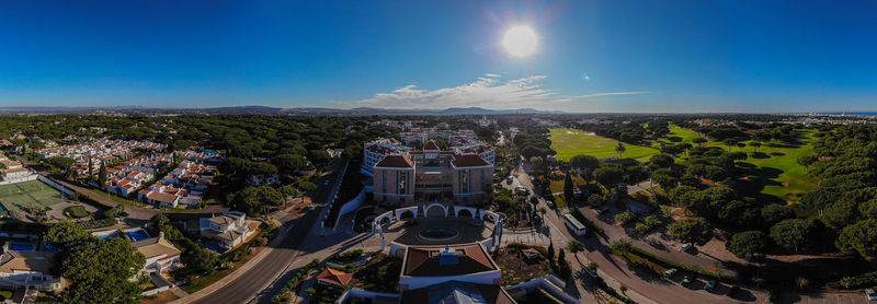 High angle view of buildings in city