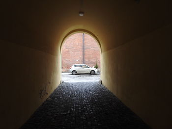 Cars on road in tunnel