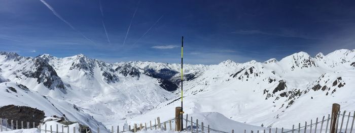 Panoramic view of snowcapped mountains against sky