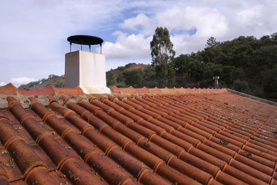 Roof of house against sky