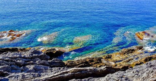 High angle view of sea waves