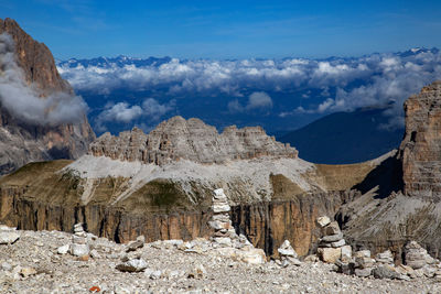 Panoramic view of rocky mountains against sky