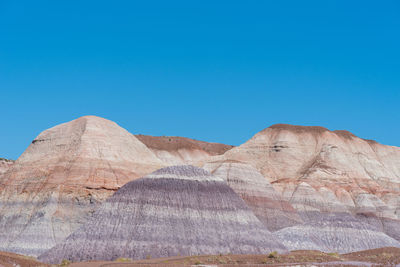 Landscape of purple badlands at blue mesa in petrified forest national park in arizona