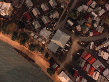 High angle view of buildings in city