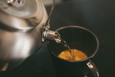 High angle view of coffee cup