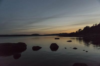 Scenic view of calm sea at sunset