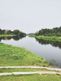 Scenic view of lake against clear sky