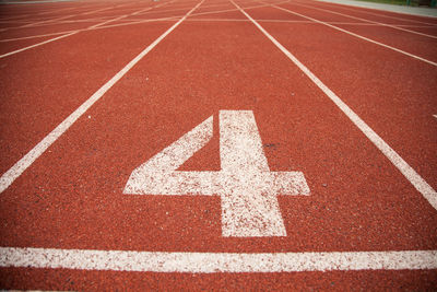 Number on empty running track