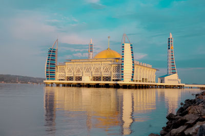 Reflection of buildings in water