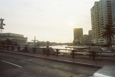 City street along buildings