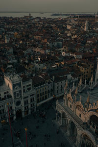 High angle view of buildings in city