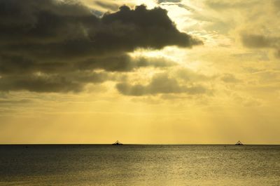 Scenic view of sea against cloudy sky