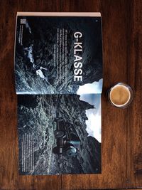 Directly above shot of coffee cup on table