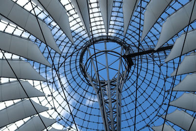 Low angle view of skylight in building