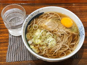 High angle view of soup in bowl