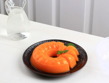 Close-up of food in plate on table