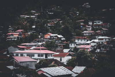 High angle view of buildings in city
