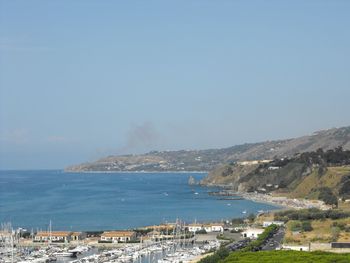 Scenic view of sea against clear sky