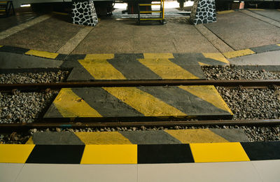High angle view of railroad station platform