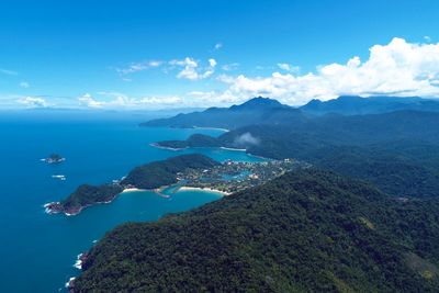 Panoramic view of bay of paraty in the sunny day, rio de janeiro, brazil