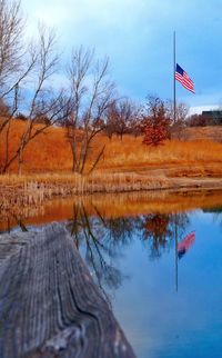 Scenic view of lake against sky