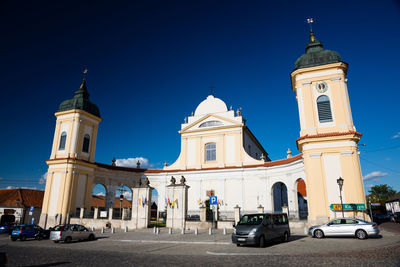 View of church against clear blue sky