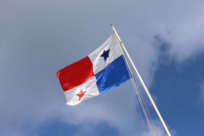 Low angle view of panama national flag against sky