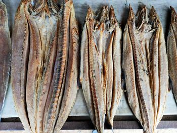 High angle view of fish for sale in market