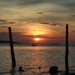 View of calm sea at sunset