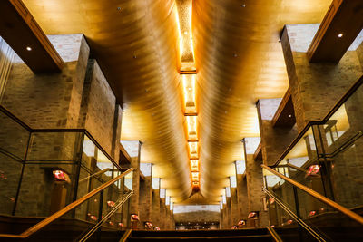 Interior of illuminated railroad station