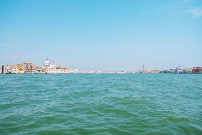 Scenic view of sea against clear sky