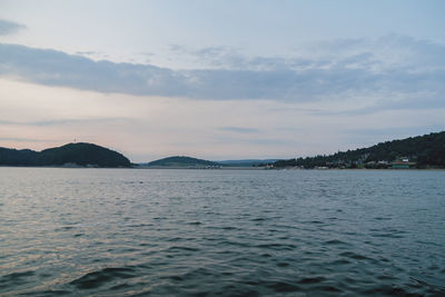 Scenic view of sea against sky during sunset