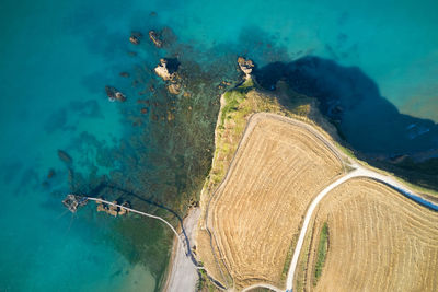 Extended aerial view of the coast of punta aderci abruzzo