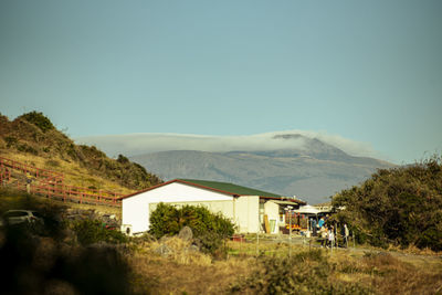 Scenic view of mountains against clear sky