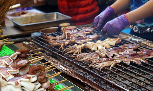 Taiwanese grill squid at night market