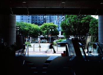 People at railroad station